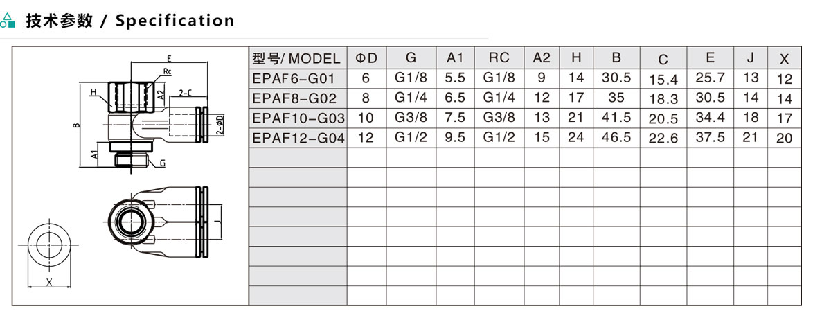 EPAF-GAPAF-G 雙頭分支串聯(lián)接頭